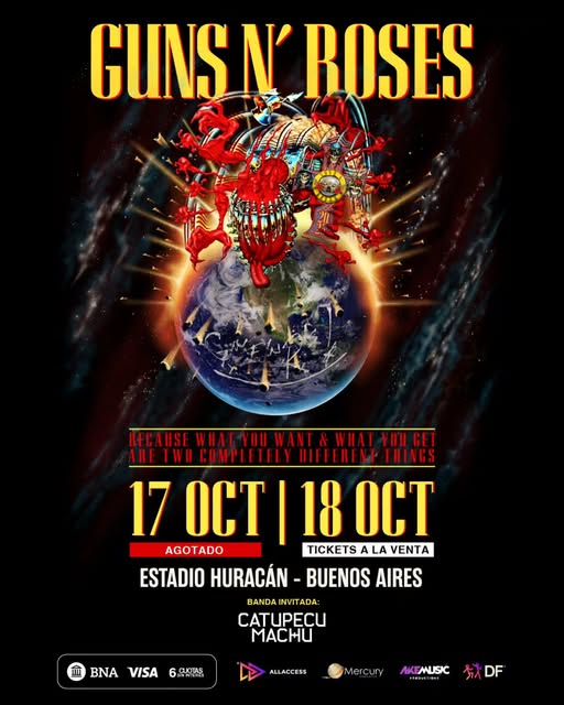 Guns N’ Roses confirma a Catupecu Machu como banda invitada en sus shows en Argentina