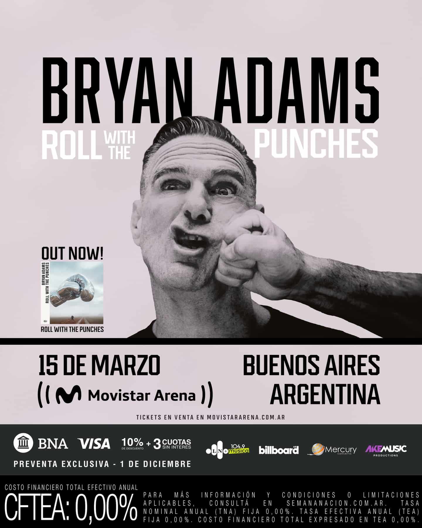 Bryan Adams en Argentina 2026