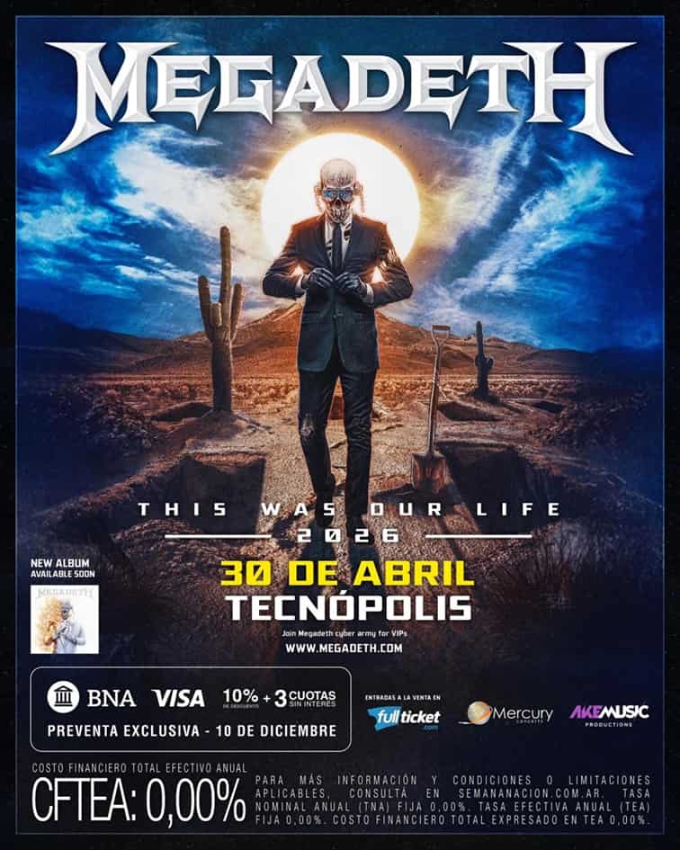 Megadeth en Argentina en 2026