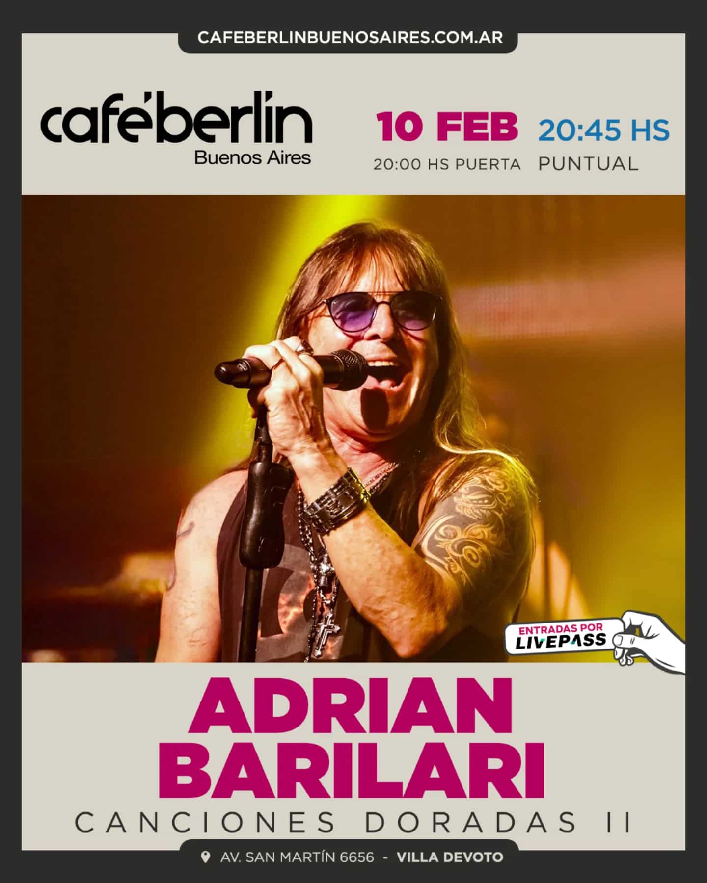 Adrián Barilari llega a Café Berlín para una noche imperdible de música