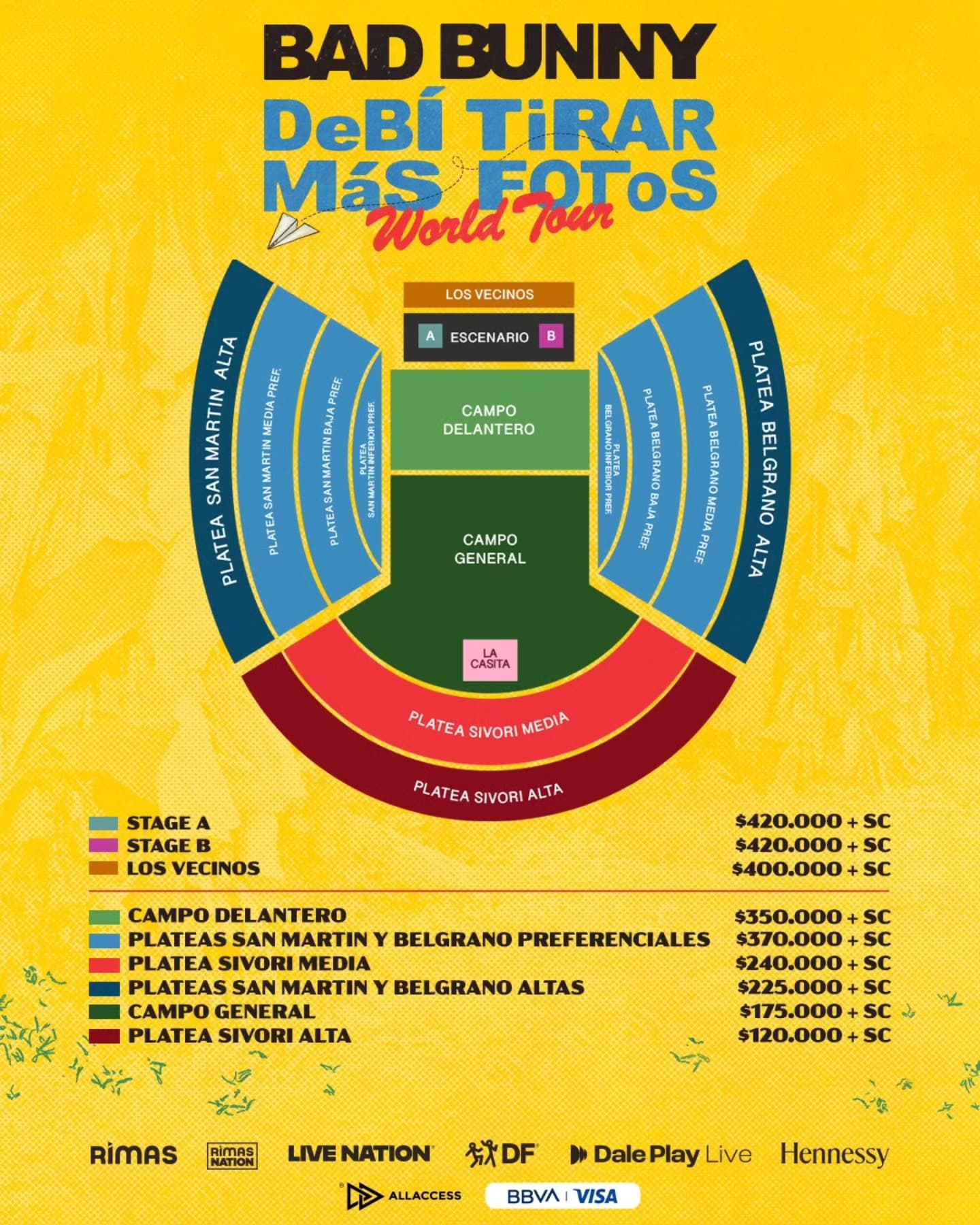Bad Bunny en Argentina 2026: nuevos sectores, precios y fechas en River Plate
