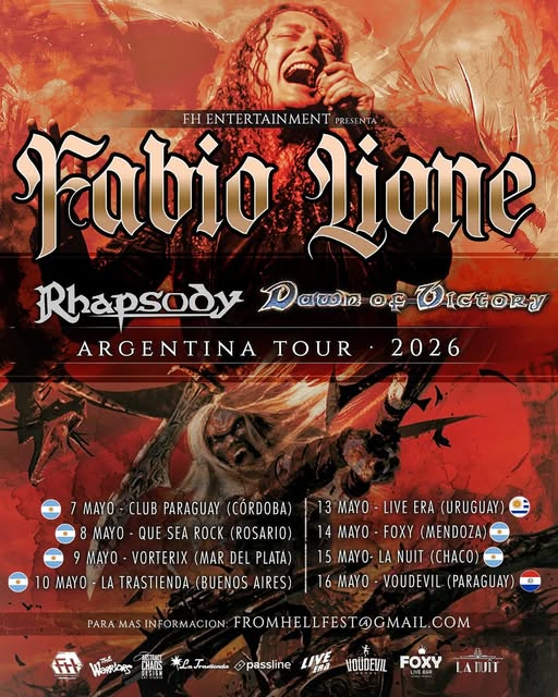 Fabio Lione regresa a Sudamérica con el “Dawn of Victory Tour 2026”