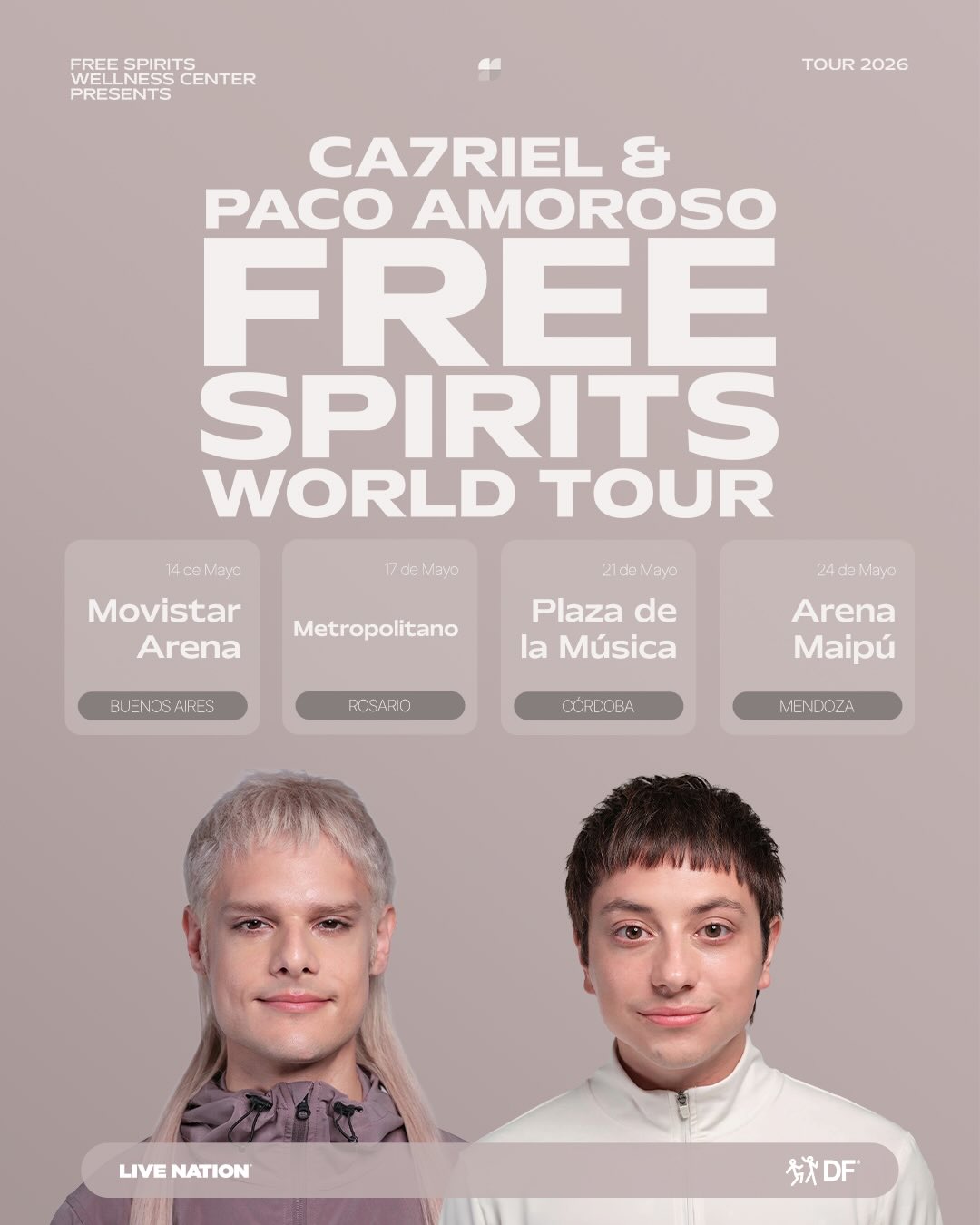 CA7RIEL & PACO AMOROSO anuncian gira por Argentina para presentar su último disco de estudio