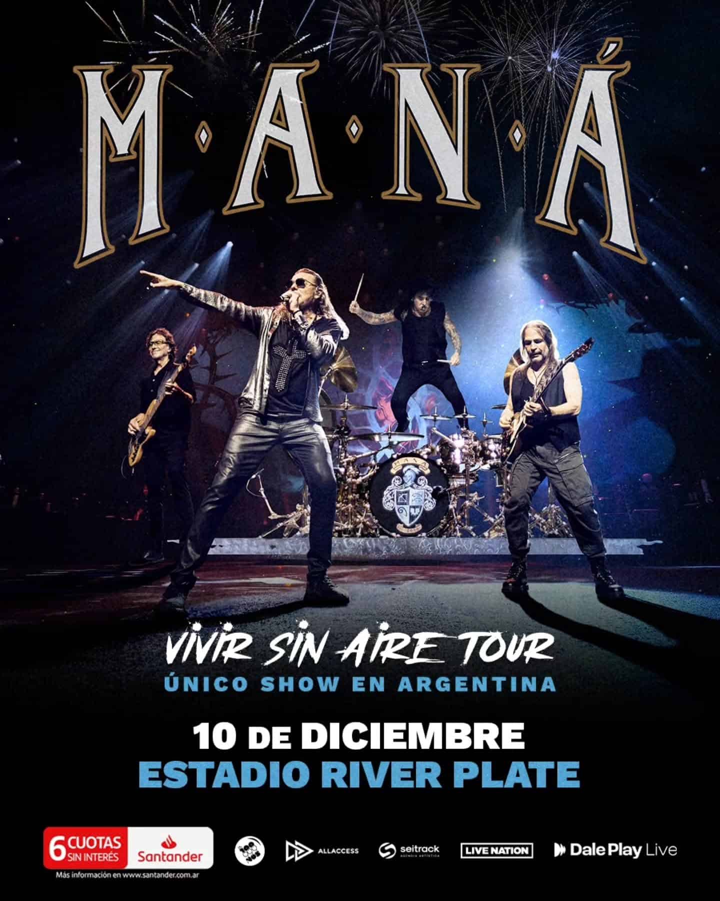 Maná anuncia su regreso a Argentina con el “Vivir Sin Aire Tour”