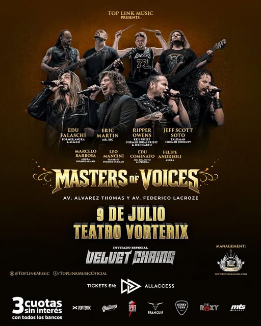 Masters of Voices llega a Argentina: cuatro leyendas del rock y metal compartirán escenario en Buenos Aires