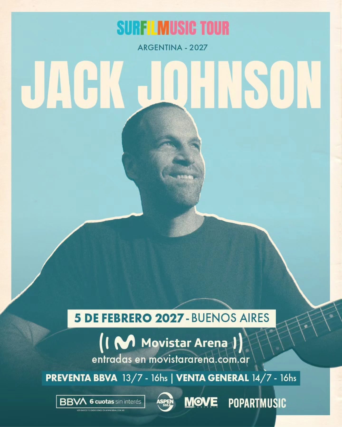 Jack Johnson regresa a Argentina con su Surfilmusic Tour 2027