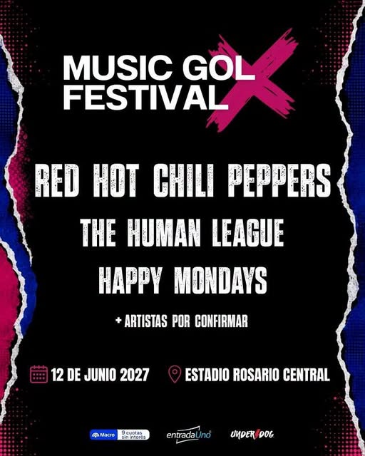 Music Gol Festival 2027: Red Hot Chili Peppers y más artistas en Rosario
